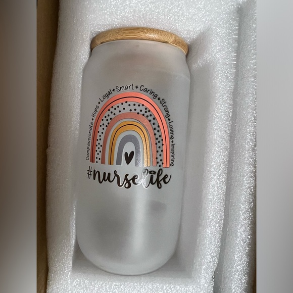 Other - Nurse Life glass cup with two glass straws and a straw cleaner. New in box